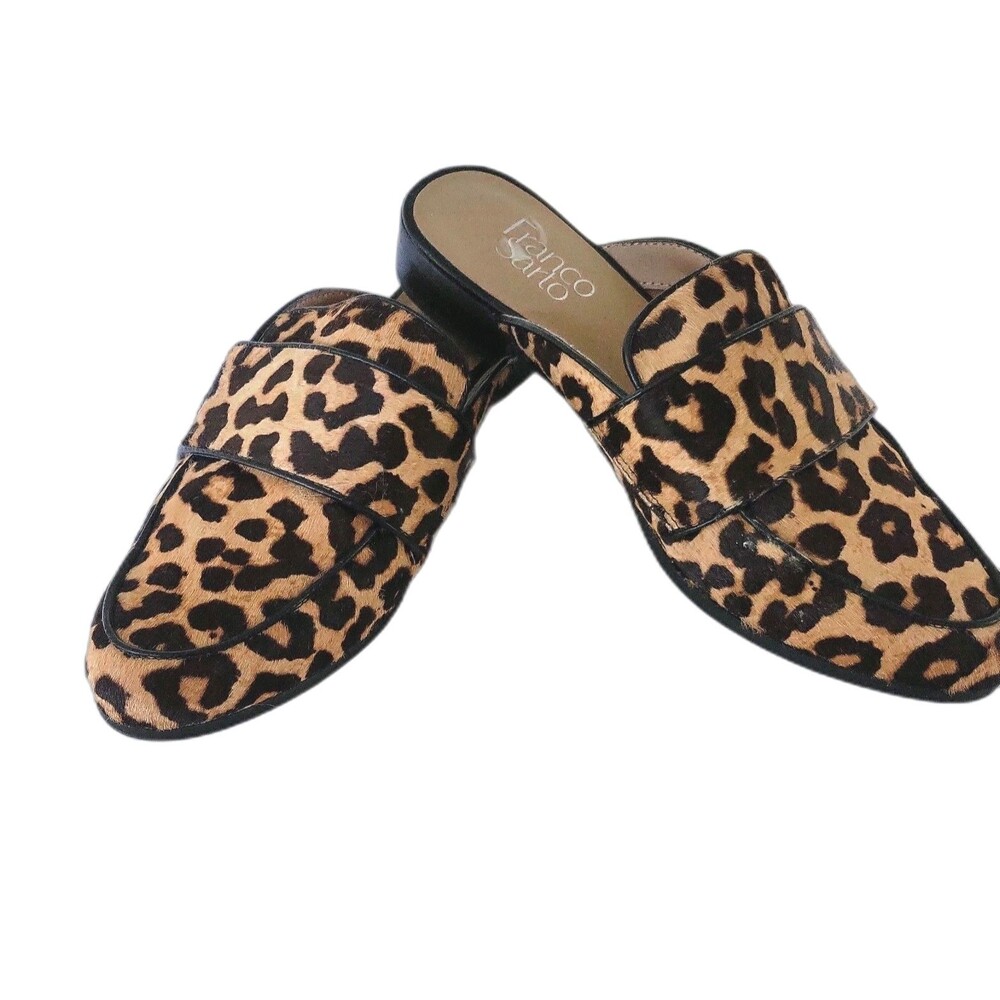 Franco Sarto Malesa 2 Calf Hair Leopard Print Mule Loafers 8.5